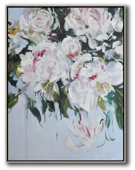 Hame Made Extra Large Vertical Abstract Flower Oil Painting #ABV0A9 - Click Image to Close